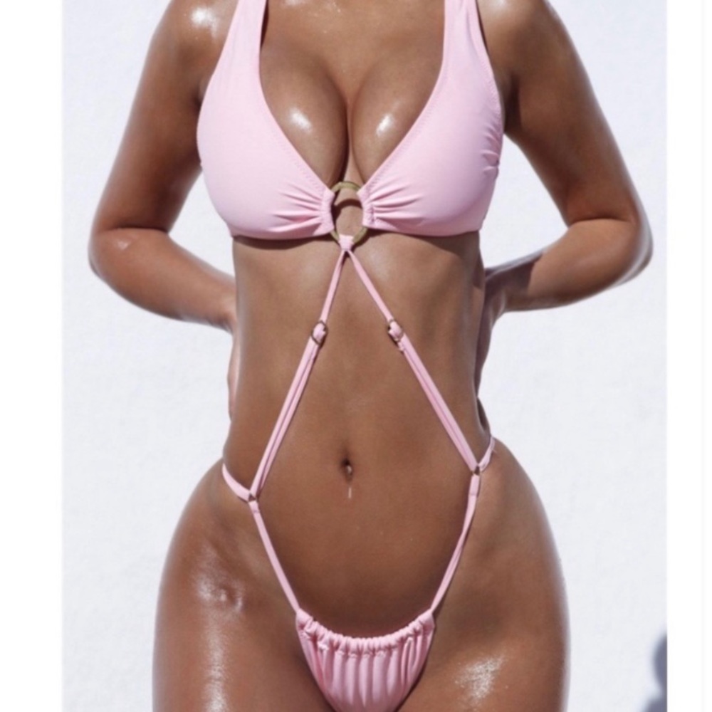 Pink cut out one piece